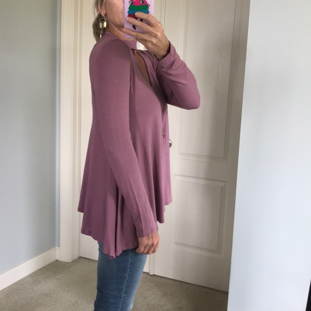 Mauve Color Long Sleeve Tunic Top - Picture 4 of 7